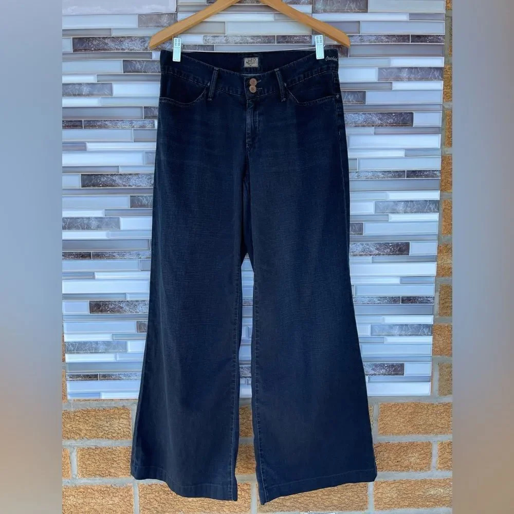 Goldsign Orchid Wide Leg Flare Jeans Dark Wash 29 100% Cotton 70s Retro Core